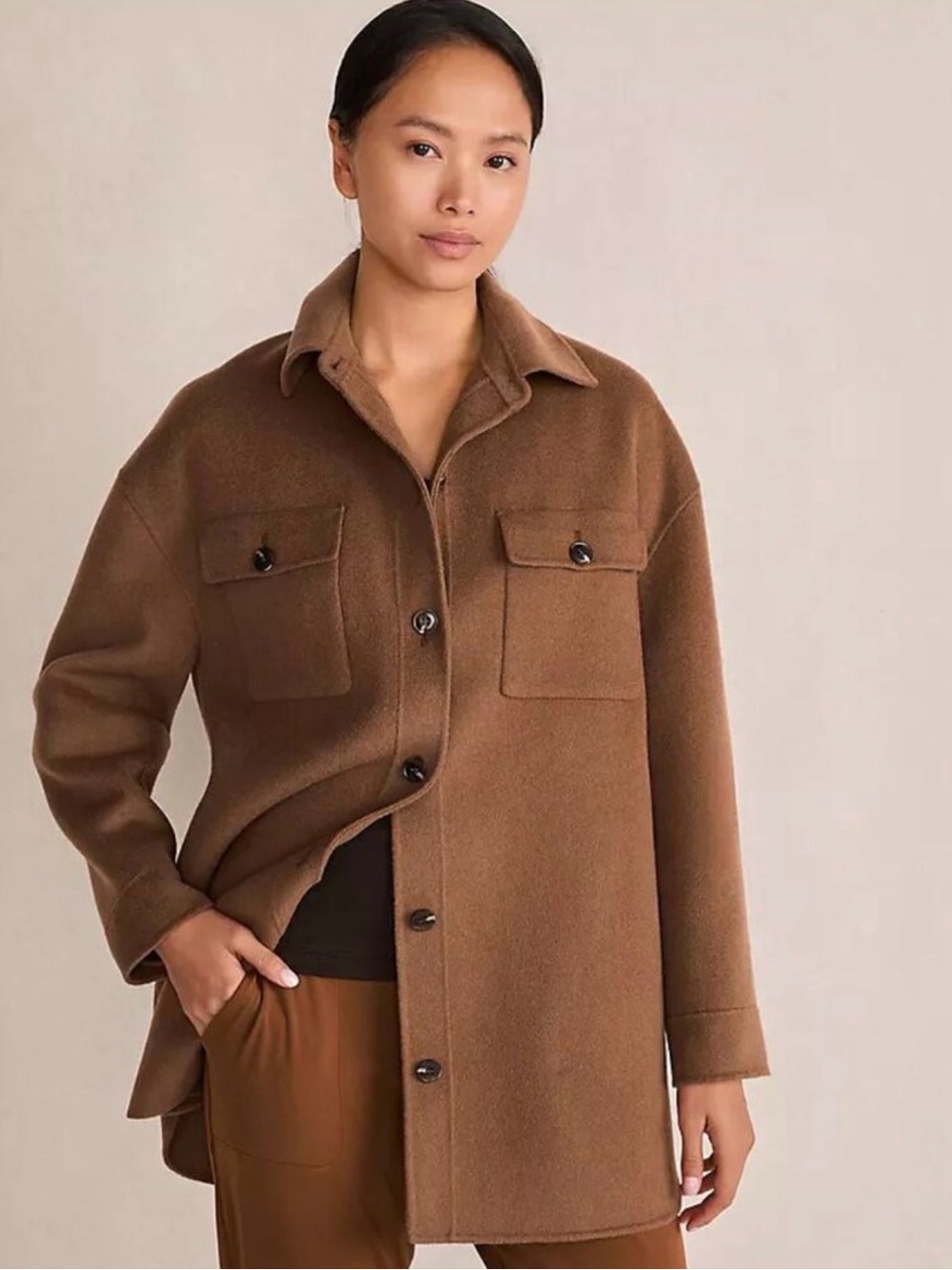 NEW Haven Well Within Wool Blend Oversized Shacket with Pockets